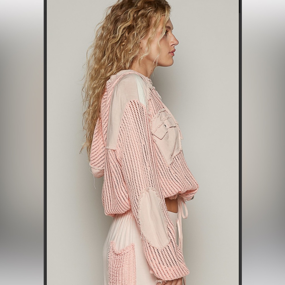 Pink Knit Button-Up Top - Picture 3 of 4